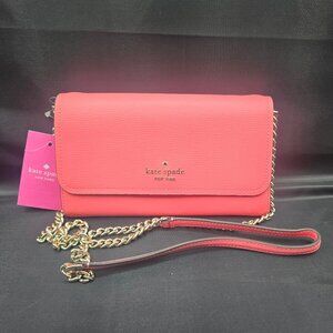 Kate Spade Darcy Refined Chain Wallet Crossbody K6017 Peach Nectar